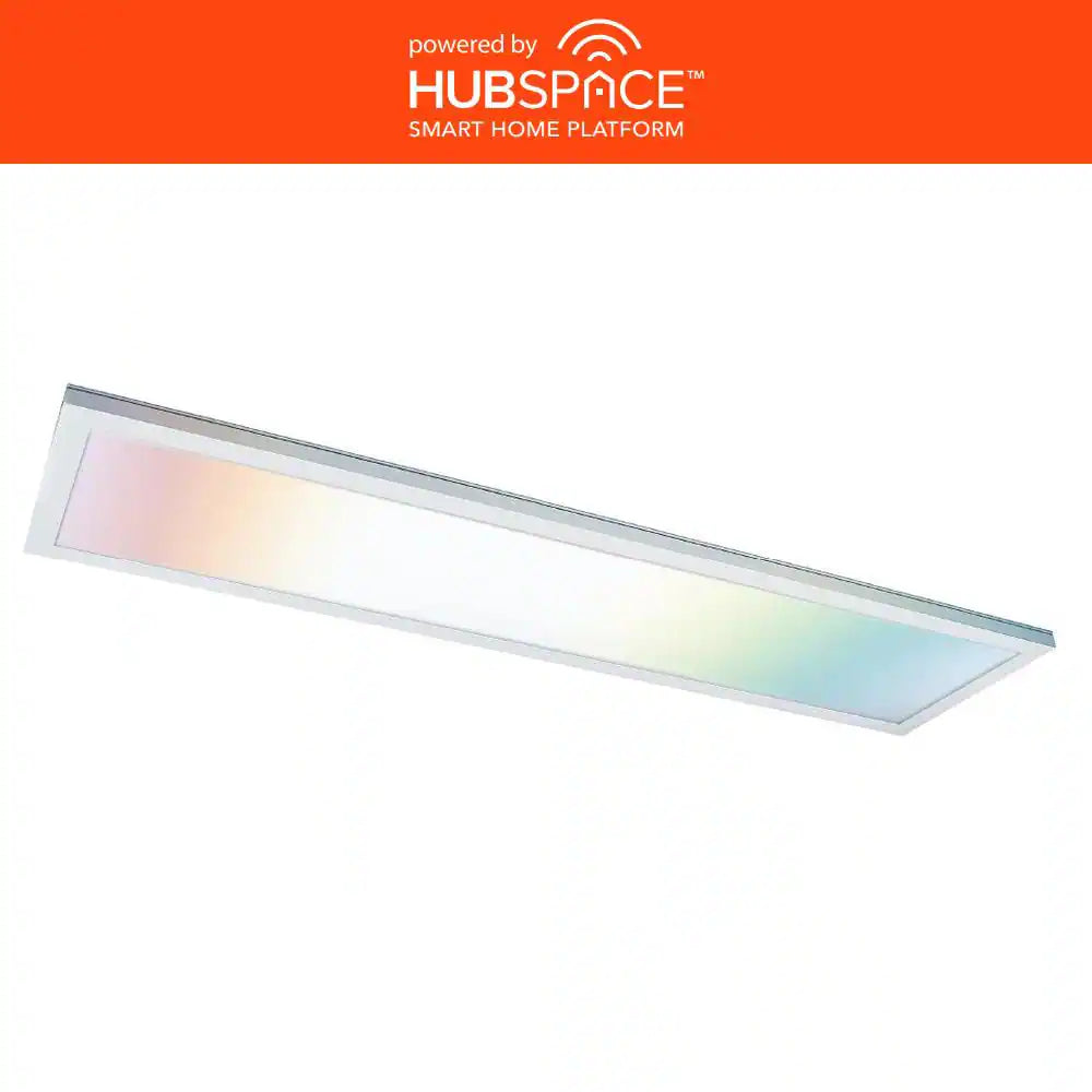 1-Pack 1 Ft. X 4 Ft. Smart Color Selectable RGBW Integrated LED White Flat Panel Ceiling Flush Mount Powered by Hubspace