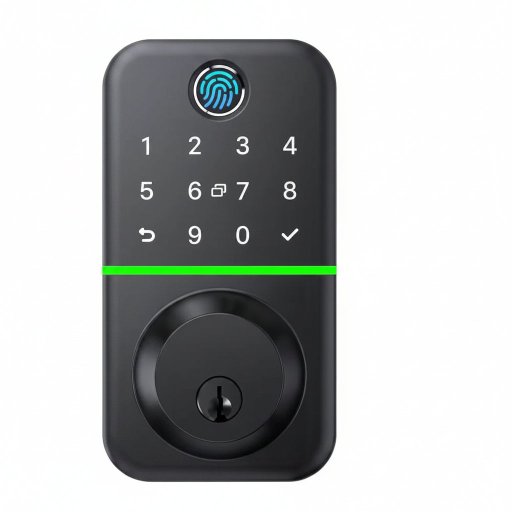 Smart Door Lock Deadbolt, Polished Black Single Cyclinder Deadbolt with Easy Installation