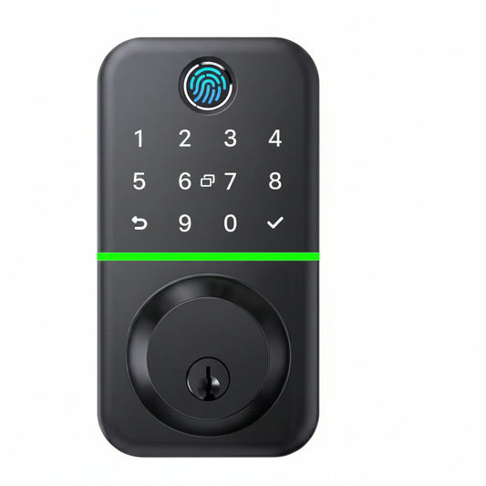 Smart Door Lock Deadbolt, Polished Black Single Cyclinder Deadbolt with Easy Installation