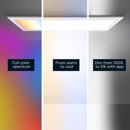 1-Pack 1 Ft. X 4 Ft. Smart Color Selectable RGBW Integrated LED White Flat Panel Ceiling Flush Mount Powered by Hubspace