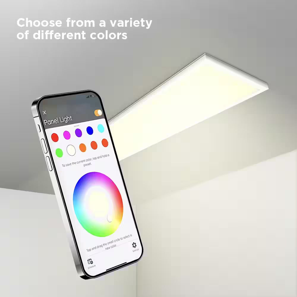1-Pack 1 Ft. X 4 Ft. Smart Color Selectable RGBW Integrated LED White Flat Panel Ceiling Flush Mount Powered by Hubspace